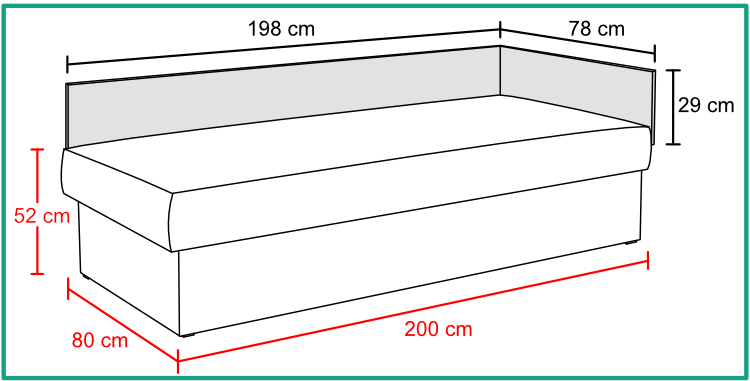 Senior 80x200 s celem koty 200x80 s rameckem CZ